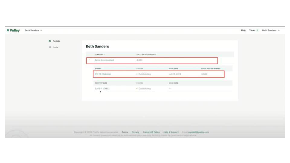 How to find your equity information in Pulley Addition Wealth